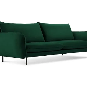 Cosmopolitan Design - 4-Sitzer Sofa "Vienna" aus Samt flaschengrün - 230x92x95cm Neue Ware