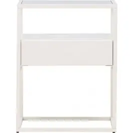 Beistelltisch Fortaleza Venture Design Weiß - Stahl & Glas - 40x40x51 cm Versand Am Gleichen Tag