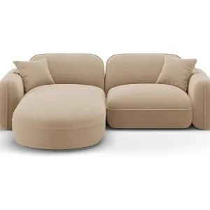 Kracherpreis CXL by Christian Lacroix - 3-Sitzer modulares Ecksofa links "Lucien" Sitzer aus Samt sand - 230x165x70cm