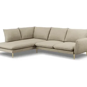 Wochenendangebot Cosmopolitan Design - 6-Sitzer Ecksofa links "Vienna" aus strukturiertem Stoff beige - 275x185x95cm
