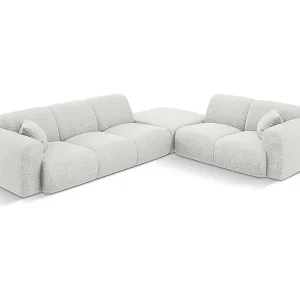 Ausverkauf Cosmopolitan Design - 4-Sitzer Ecksofa rechts "Nolio" aus Chenille-Stoff hellgrau - 315x250x72cm