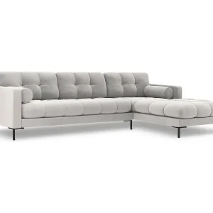 Direkt Vom Hersteller Cosmopolitan Design - 5-Sitzer Ecksofa rechts "Bali" aus Samt silber - 293x185x75cm