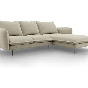 Cosmopolitan Design - 5-Sitzer Ecksofa rechts "Vienna" aus strukturiertem Stoff beige - 255x170x95cm Bestseller