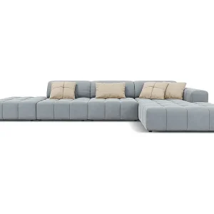 CXL by Christian Lacroix - 5-Sitzer Ecksofa rechts "Luc" Sitzer aus Samt hellblau - 341x166x70cm Sonderangebot