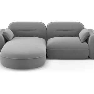 Cosmopolitan Design - 3-Sitzer modulares Ecksofa links "Sydney" aus Samt hellgrau - 230x165x70cm Preisreduziert