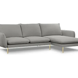 Cosmopolitan Design - 5-Sitzer Ecksofa rechts "Vienna" aus Boucle grau - 255x170x95cm Heißes Angebot
