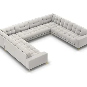 Cosmopolitan Design - 9-Sitzer Panoramasofa "Bali" aus Samt silber - 327x256x75cm Must-Have