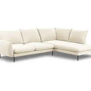 Direktkauf Cosmopolitan Design - 6-Sitzer Ecksofa rechts "Vienna" aus Samt leichtes beige - 275x185x95cm