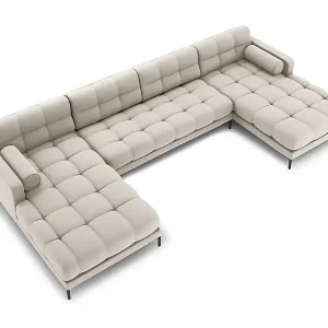 Top-Seller Cosmopolitan Design - 7-Sitzer Panoramasofa "Bali" aus strukturiertem Stoff beige - 383x185x75cm