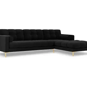 Cosmopolitan Design - 5-Sitzer Ecksofa rechts "Bali" aus Samt schwarz - 293x185x75cm Direktkauf
