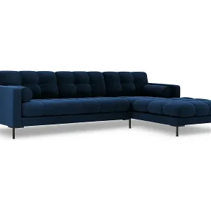 Cosmopolitan Design - 5-Sitzer Ecksofa rechts "Bali" aus Samt königsblau - 293x185x75cm Neue Kollektion