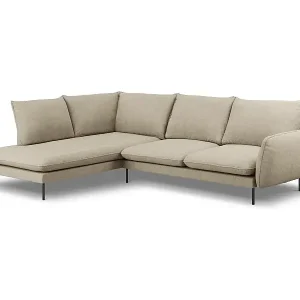 Kostenloser Versand Cosmopolitan Design - 6-Sitzer Ecksofa links "Vienna" aus strukturiertem Stoff beige - 275x185x95cm
