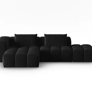 Wochenendangebot CXL by Christian Lacroix - 4-Sitzer modulares Ecksofa links "Lorella" Sitzer aus Samt schwarz - 265x145x70cm