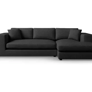 Geprüft CXL by Christian Lacroix - 5-Sitzer Ecksofa rechts "Tendance" Sitzer aus strukturiertem Stoff schwarz - 282x174x72cm