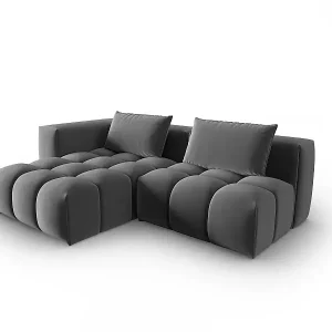 Zertifiziert CXL by Christian Lacroix - 3-Sitzer modulares Ecksofa links "Lorella" Sitzer aus Samt Zement - 205x145x70cm