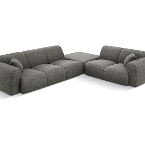Cosmopolitan Design - 4-Sitzer Ecksofa rechts "Nolio" aus Chenille-Stoff grau - 315x250x72cm Neue Kollektion