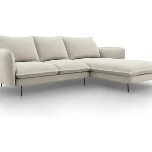 Direkt Vom Hersteller Cosmopolitan Design - 5-Sitzer Ecksofa rechts "Vienna" aus strukturiertem Stoff leichtes beige - 255x170x95cm