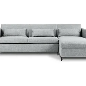 CXL by Christian Lacroix - 4-Sitzer ausklappbares Ecksofa rechts mit Container "Yanis" Sitzer aus strukturiertem Stoff hellgrau - 260x170x80cm Neue Kollektion