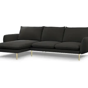 Rabatt Cosmopolitan Design - 5-Sitzer Ecksofa links "Vienna" aus Boucle schwarz - 255x170x95cm