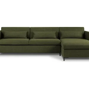 Finale Aktion CXL by Christian Lacroix - 5-Sitzer ausklappbares Ecksofa rechts mit Container "Yanis" Sitzer aus strukturiertem Stoff grün - 280x170x80cm