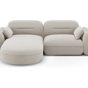 Kracherpreis Cosmopolitan Design - 3-Sitzer modulares Ecksofa links "Sydney" aus Samt leichtes beige - 230x165x70cm