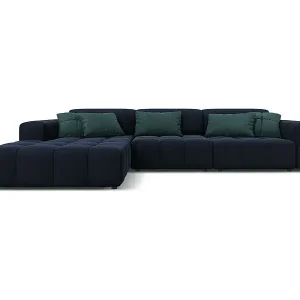 Schneller Versand CXL by Christian Lacroix - 4-Sitzer Ecksofa links "Luc" Sitzer aus Samt dunkelblau - 284x166x70cm