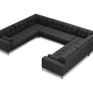 Cosmopolitan Design - 9-Sitzer Panoramasofa "Bali" aus strukturiertem Stoff dunkelgrau - 327x256x75cm Markenprodukt