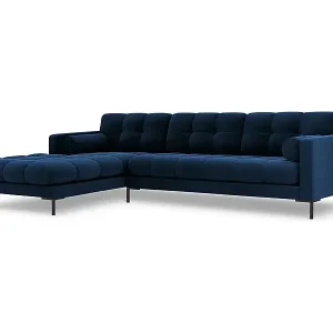 Neuheit Cosmopolitan Design - 5-Sitzer Ecksofa links "Bali" aus Samt königsblau - 293x185x75cm