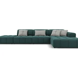 Sonderangebot CXL by Christian Lacroix - 5-Sitzer Ecksofa rechts "Luc" Sitzer aus Samt petrol - 341x166x70cm