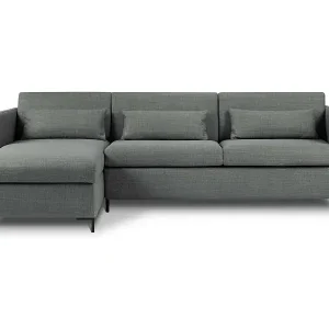 CXL by Christian Lacroix - 4-Sitzer ausklappbares Ecksofa links mit Container "Yanis" Sitzer aus strukturiertem Stoff grau - 260x170x80cm Mega-Angebot