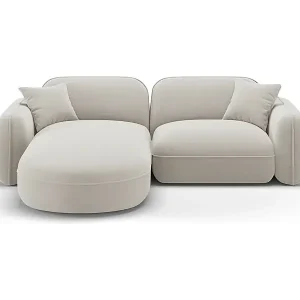Markenware CXL by Christian Lacroix - 3-Sitzer modulares Ecksofa links "Lucien" Sitzer aus Samt leichtes beige - 230x165x70cm