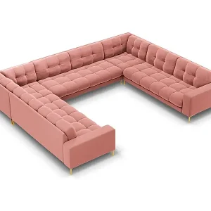 Cosmopolitan Design - 9-Sitzer Panoramasofa "Bali" aus Samt rosa - 327x256x75cm Zertifiziert