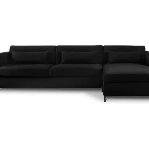 Markenprodukt CXL by Christian Lacroix - 5-Sitzer ausklappbares Ecksofa rechts "Yanis" Sitzer aus Samt schwarz - 280x170x80cm