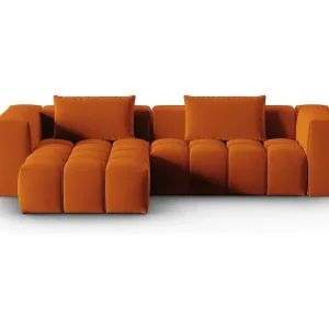 Ausverkauf CXL by Christian Lacroix - 3-Sitzer modulares Ecksofa links "Lorella" Sitzer aus Samt terrakotta - 260x145x70cm
