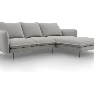 Cosmopolitan Design - 5-Sitzer Ecksofa rechts "Vienna" aus strukturiertem Stoff hellgrau - 255x170x95cm Saisonangebot
