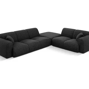 Sichere Zahlung Cosmopolitan Design - 4-Sitzer Ecksofa rechts "Nolio" aus Chenille-Stoff schwarz - 315x250x72cm