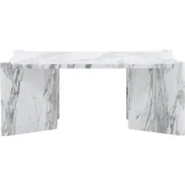 Couchtisch Rogaland Venture Design - MDF Weiß Marmor - 100x100x40 cm Gratis Versand