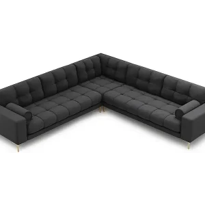 Meistverkauft Cosmopolitan Design - 6-Sitzer wendbares Ecksofa "Bali" aus strukturiertem Stoff dunkelgrau - 256x256x75cm