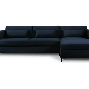 Must-Have CXL by Christian Lacroix - 4-Sitzer ausklappbares Ecksofa rechts "Yanis" Sitzer aus Samt königsblau - 260x170x80cm