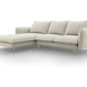 Top-Angebot Cosmopolitan Design - 5-Sitzer Ecksofa links "Vienna" aus strukturiertem Stoff leichtes beige - 255x170x95cm