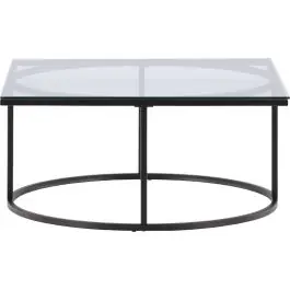 Mega-Angebot Couchtisch Skanör Venture Design - Glas & Stahl - 90x90 cm - Schwarz