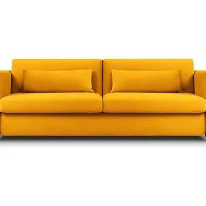 CXL by Christian Lacroix - 3-Sitzer ausklappbares Sofa "Yanis" Sitzer aus Samt gelb - 202x102x80cm Kostenloser Rückversand