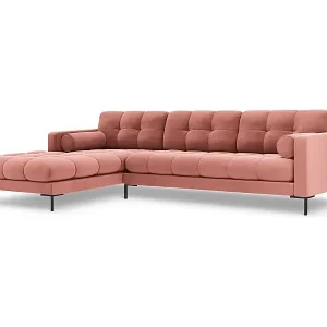 Kostenfreie Lieferung Cosmopolitan Design - 5-Sitzer Ecksofa links "Bali" aus Samt rosa - 293x185x75cm
