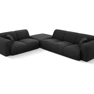 Günstig Cosmopolitan Design - 4-Sitzer Ecksofa links "Nolio" aus Chenille-Stoff schwarz - 315x250x72cm