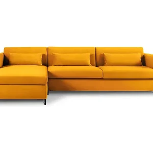 Solange Der Vorrat Reicht CXL by Christian Lacroix - 5-Sitzer ausklappbares Ecksofa links "Yanis" Sitzer aus Samt gelb - 280x170x80cm