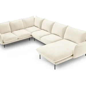 Online Kaufen Cosmopolitan Design - 7-Sitzer Panoramasofa links "Vienna" aus Samt leichtes beige - 330x235x95cm