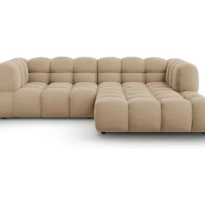 Sale Cosmopolitan Design - 3-Sitzer modulares Ecksofa rechts "Sky" aus Samt sandfarben - 244x162x75cm
