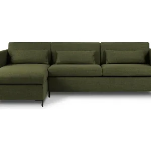 CXL by Christian Lacroix - 4-Sitzer ausklappbares Ecksofa links mit Container "Yanis" Sitzer aus strukturiertem Stoff grün - 260x170x80cm Preis Gesenkt