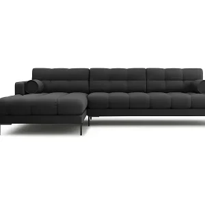 Bestpreis Cosmopolitan Design - 5-Sitzer Ecksofa links "Bali" aus strukturiertem Stoff dunkelgrau - 293x185x75cm