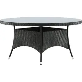 Top-Angebot Runder Esstisch Volta Venture Design - Rattan/Glas - Ø150cm - Schwarz